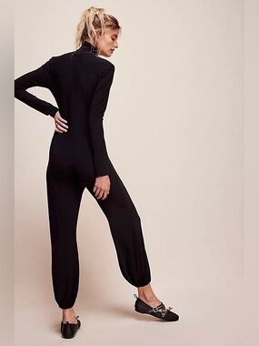 Norma Kamali Turtleneck Jog Jumpsuit in Black, S